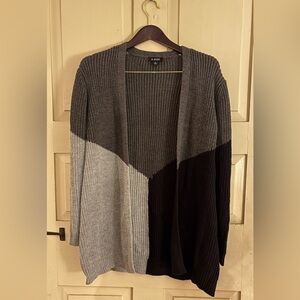 A. Byer Women's Color Block Cardigan in Gray and Black